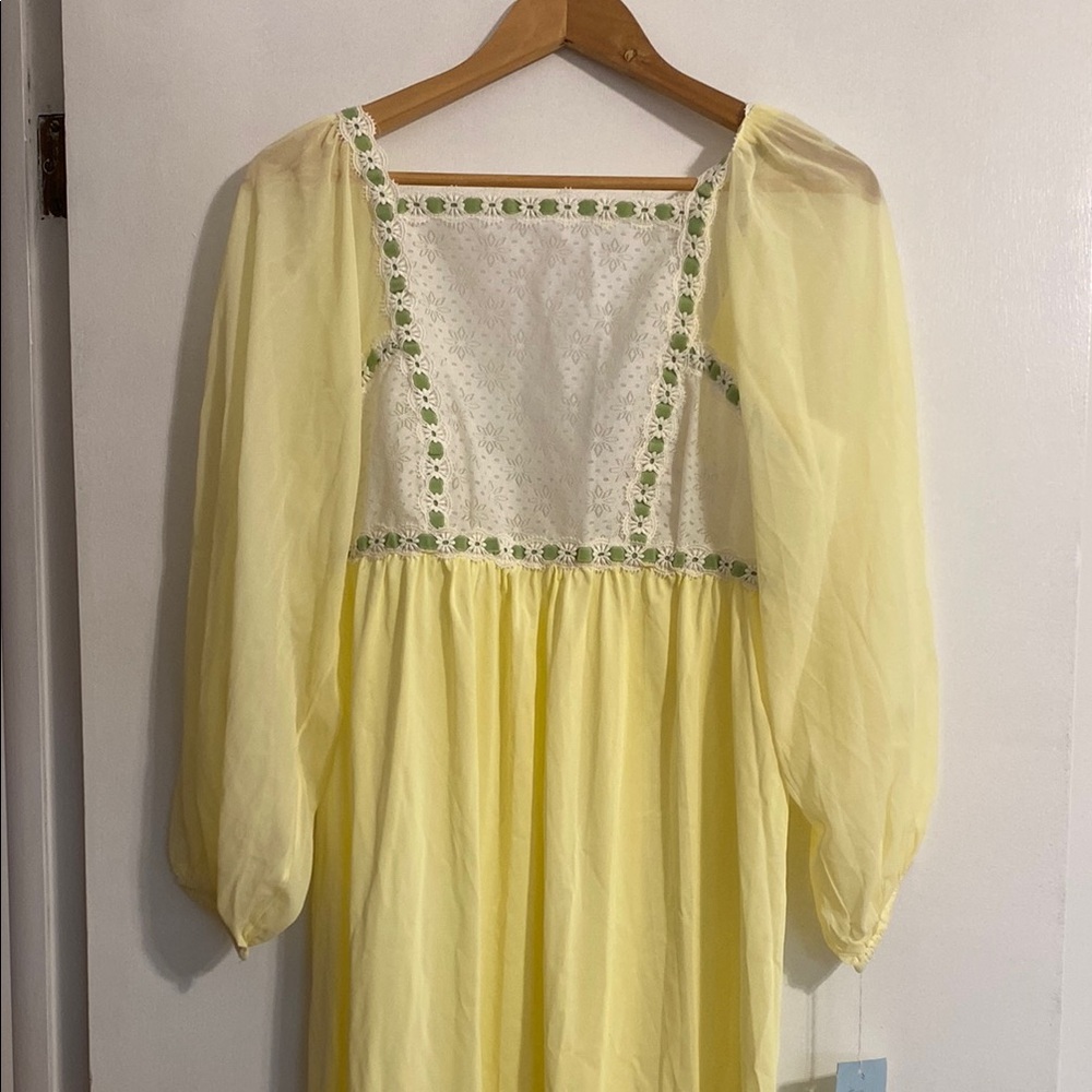 Odette Barsa Butter Yellow Dress with Lace & Ribbon Detail